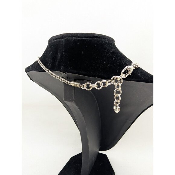 Brighton Necklace Danube Blue Faceted Pendant Crystal Silver Double Chain READ - Picture 9 of 10